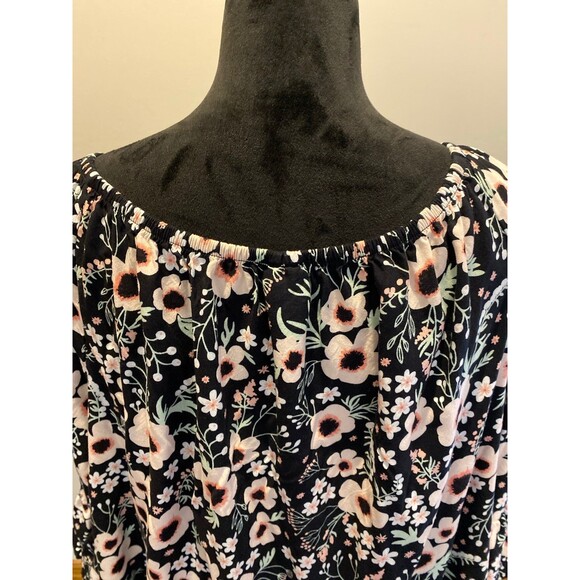 Terra & Sky Tunic Blouse Plus Size 2X Floral Print Ruffle Hem Bell Sleeve Boho - Picture 7 of 10